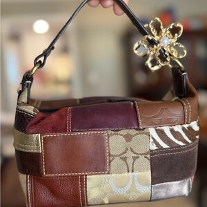 Coach Patchwork Baguette/Mini Bag, Holiday 2006, Leather/Suede/Signature/Y2K